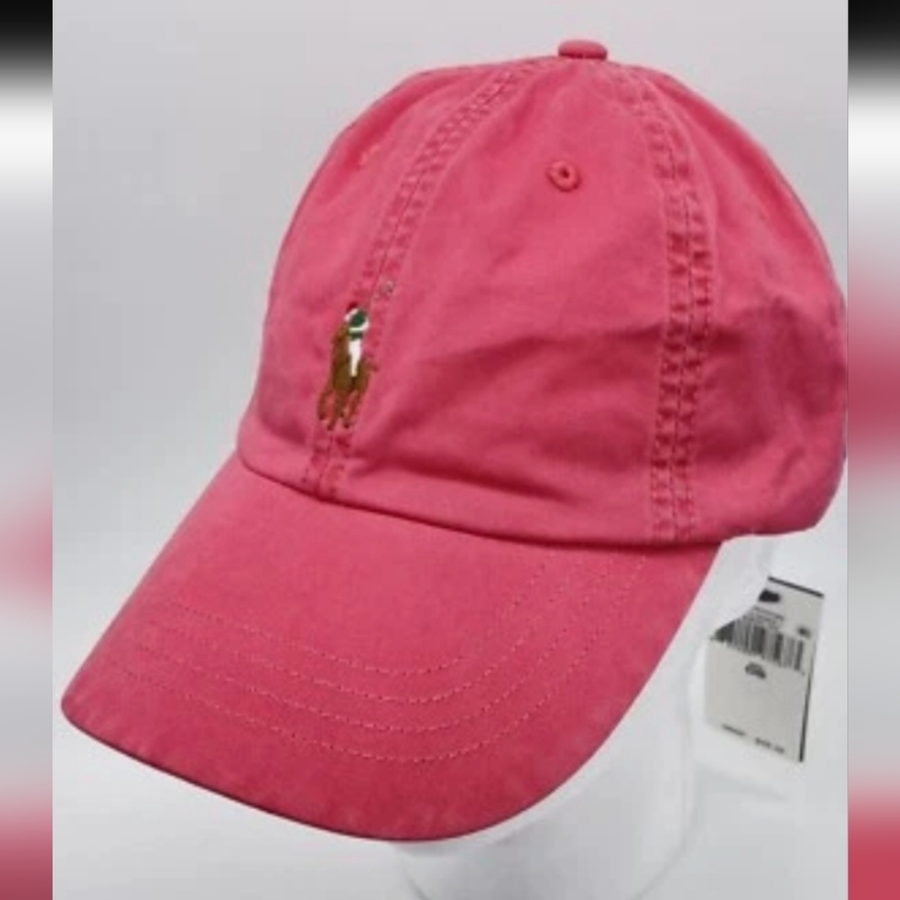 Polo by Ralph Lauren Nantkt Red Cap with Buckle Strap Closure and Blue Label